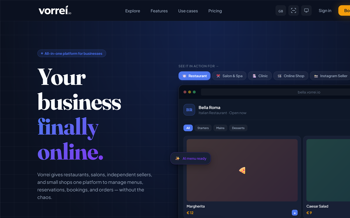 The live vorrei.io website